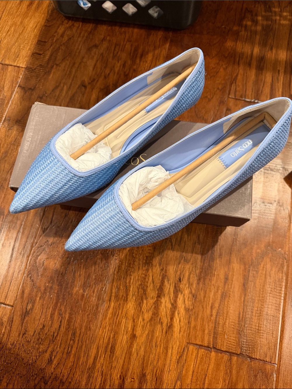 Franco Sarto Light Blue Woven Prella Pointed-Toe Flats